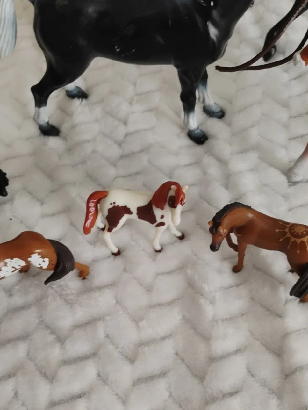 Assorted Kids Toy Horse Pack - Black, Cream, Brown Collectible Figures